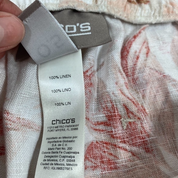 Chicos Linen Floral Pants SZ 0.5=S - Picture 5 of 6